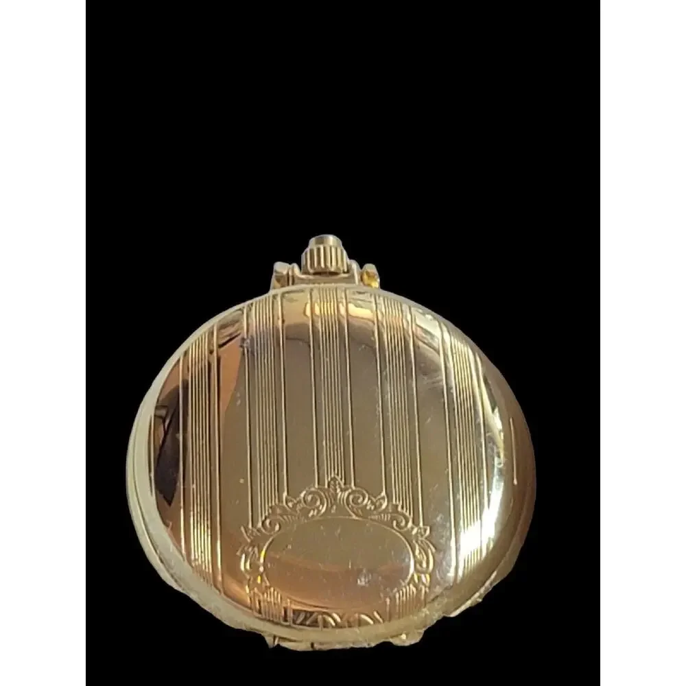 Nice 40mm Parmex Gold Tone Quartz Pocket Watch New Battery Runs Well